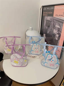 Sacs à main mignons en PVC transparent avec motifs animaux et bordures colorées
