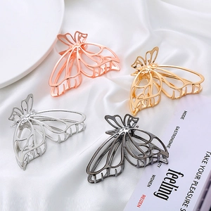 Butterfly Hair Claw Clip Alloy Metal Hollow Out Elegant Non-Slip Shark Hairclip Fashion Headpiece For Women Girls