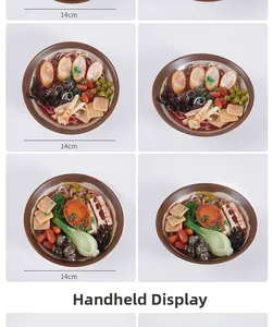 Macro detail of realistic 14cm bowl of noodles model with sausage and shrimp