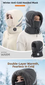 Three-in-one winter hat with fleece lining, face mask, and neck warmer for snow skiing
