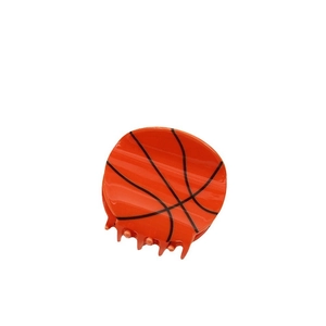 Orange basketball shaped hair claw clip with black lines for creative sports hairstyles
