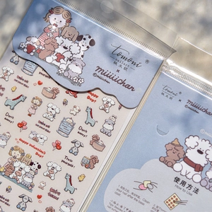 Embossed Nail Art Stickers Cartoon Dog Animal Girl Pattern Self Adhesive Manicure Decoration DIY