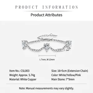 Silver pear cut drop bracelet with zircon stones for bridal wedding jewelry set
