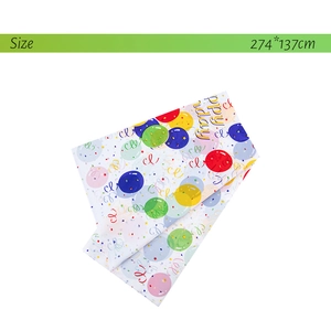 Disposable plastic Happy Birthday tablecloth with colorful balloons and stars 274x137cm
