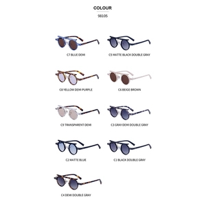Retro hip-hop round sunglasses with double bridge design in 9 stylish colors