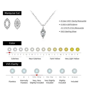 Elegant 0.50ct marquise cut moissanite pendant necklace in S925 sterling silver