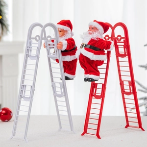 Père Noël électrique grimpant sur une échelle pour décoration de Noël intérieure
