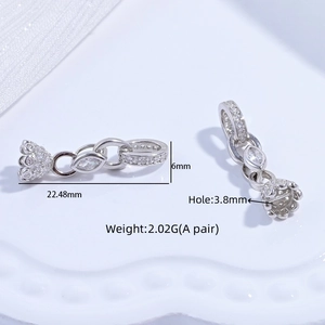 Set di chiusure a cuore in argento S925 dimensioni 22,48mm per 6mm per creazione gioielli