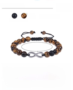 Detailed size chart for natural tiger eye and matte stone infinity couple bracelets