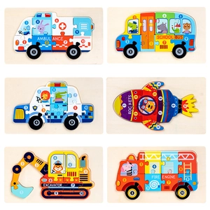 3D wooden vehicle puzzles for kids with numbers 1 to 10 for preschool early learning