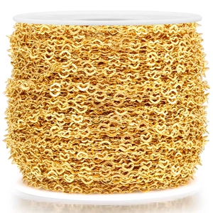 Golden heart-shaped stainless steel chain roll for DIY necklace and jewelry making