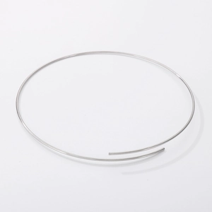 Minimalist silver stainless steel open collar necklace with a sleek polished finish