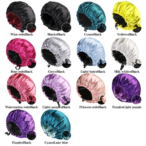 Women Adjustable Double Layer Satin Sleep Cap Silk Feel Hair Care Night Bonnet For Curly Hair Fashion Chemo Hat