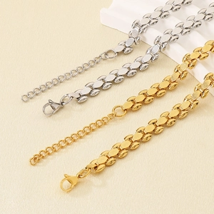 Chic 18K gold and silver geometric watchband style necklaces with adjustable lobster clasp