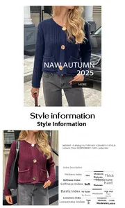 Détails de maille du cardigan avec boutons dorés embossés et poches plaquées symétriques