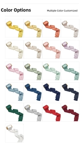 Detail view of 21 handmade frayed edge chiffon ribbon colors for wedding decor