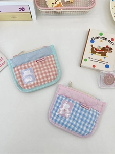Cute quilted cotton card holder and coin purse with heart stitching and animal patterns