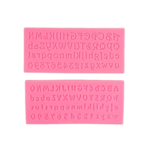 Pink silicone alphabet and number molds for fondant cake and chocolate decoration