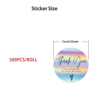 Holographic rainbow Thank You stickers, 500 labels per roll, 1 inch business packaging