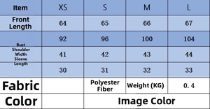 Detailed size chart for the women's linen-blend short-sleeve blazer showing measurements