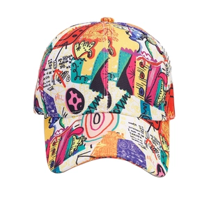 Graffiti print baseball cap for outdoor sun protection with colorful street style patterns