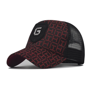Plaid-Jacquard-Baseballkappe mit G-Logo aus Metall und schwarzem Mesh-Gewebe