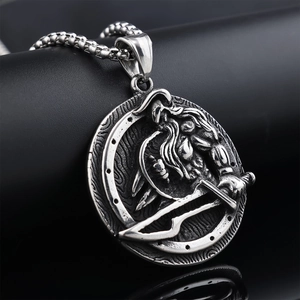 Collier pendentif Viking Arbre de Vie Odin en acier inoxydable argenté vintage pour homme