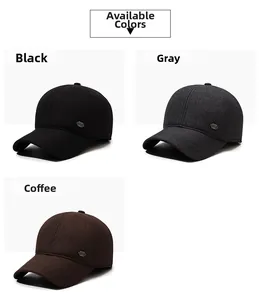 Three color options for men winter baseball cap including black, grey, and coffee brown