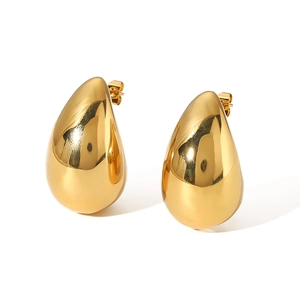 Boucles d'oreilles gouttes dorées en acier inoxydable au design creux minimaliste