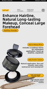 Waterproof hairline powder with integrated mirror and high-density flocking puff