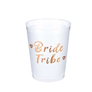 Bicchiere Bride Tribe traslucido con stampa diamante oro rosa per addio al nubilato