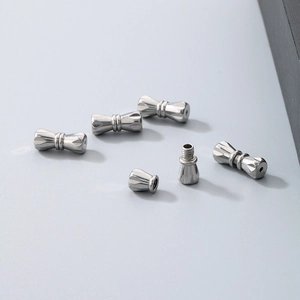 Silver peanut-shaped screw clasps for pearl necklaces and jewelry chain connections