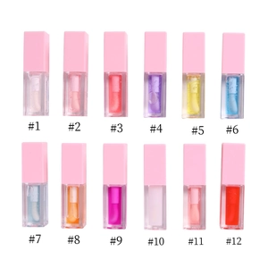 Set of 12 glossy mirror lip glazes in diverse vibrant shades from clear to bold colors