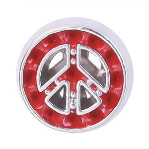 Silver peace sign charm with red enamel for DIY Mother's Day floating lockets