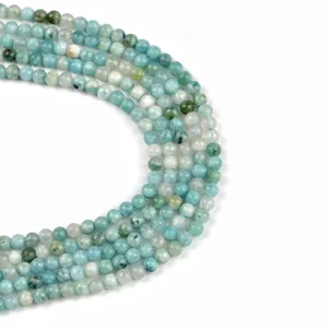 Perles rondes en amazonite naturelle de 4mm avec textures uniques bleu-vert