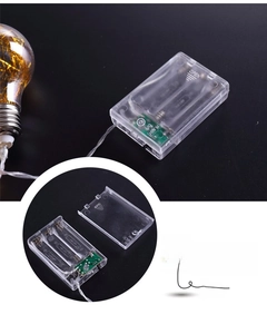 Detailed view of the 3xAAA battery box for LED string lights with three-mode control switch
