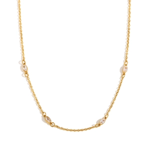 Elegant 18K gold-plated stainless steel necklace with sparkling marquise zircon stones