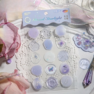 Glazed purple 3D crystal starlight stickers for DIY scrapbooking and gift sealing