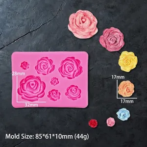 3D rose flower silicone mold dimensions 85x61x10mm for fondant and chocolate baking