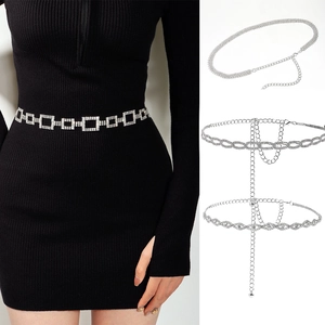 Catena In Vita Con Strass Da Donna Cintura In Metallo Gioielli Per Il Corpo Regolabili Per Abiti Spiaggia Argento Elegante Cristallo