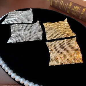 Geometric Triangle Metal Mesh Drop Earrings With 925 Sterling Silver Earring Post Fashion Jewelry Dangles For Women