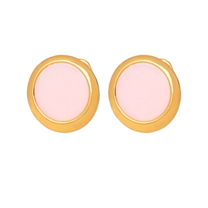 Vintage Copper Round Geometric Stud Earrings Artificial Mother Of Pearl Inlay Gold Plated Retro Fashion Women Jewelry