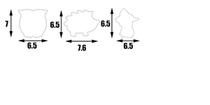 Detailed technical drawing showing dimensions for owl and hedgehog stainless steel cutters