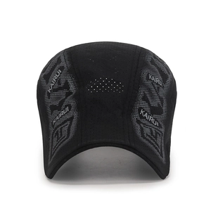 Men's quick-dry breathable black mesh sun hat with KAIRUI logo for outdoor sports