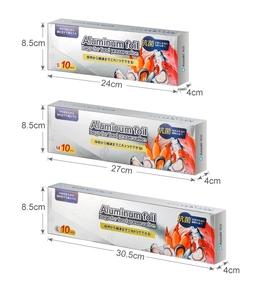 Size chart for food grade aluminum foil preservation bags in small medium and large