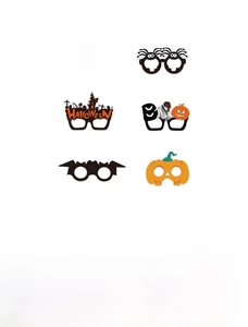 Detail showing 6 packs of Halloween paper glasses with spider, pumpkin, and bat designs
