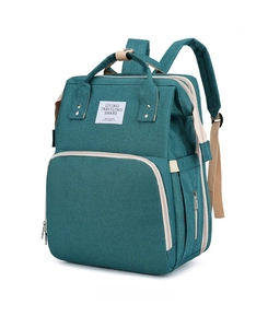 Seitenansicht des multifunktionalen faltbaren Windelrucksacks mit großem Fassungsvermögen