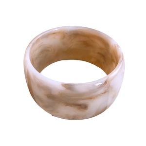 Vintage style marble pattern resin wide bangle with elegant brown and cream textures