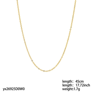 Classic 18K gold plated titanium steel cable chain necklace 45cm 1.7g for women