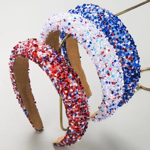 Padded Sequin Headband For Women Glitter Rhinestone Hair Band Baroque Sponge Headband Wide Accessory For Party Banquet